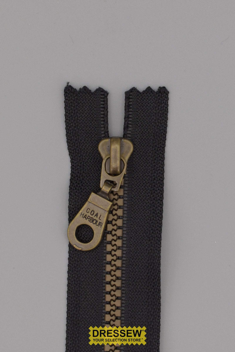 Vislon Closed End Zipper 20cm (8") Black / Gold Dressew Supply Ltd.
