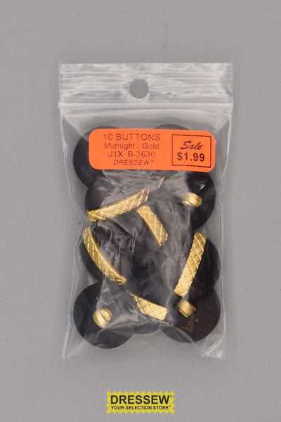 10 Buttons 20mm Midnight / Gold