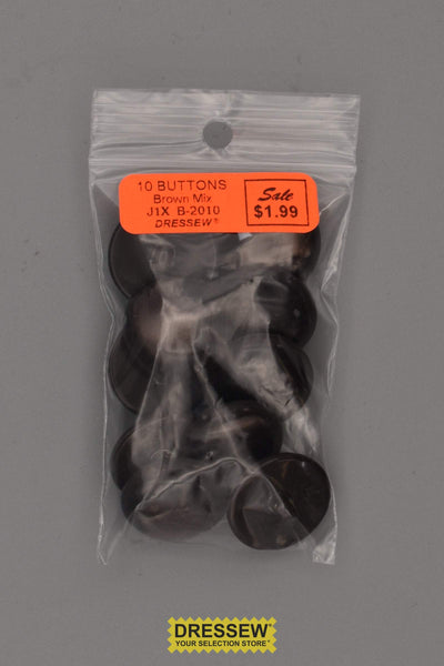 10 Buttons 21mm Brown Mix