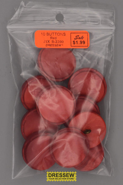 10 Buttons 27mm Red