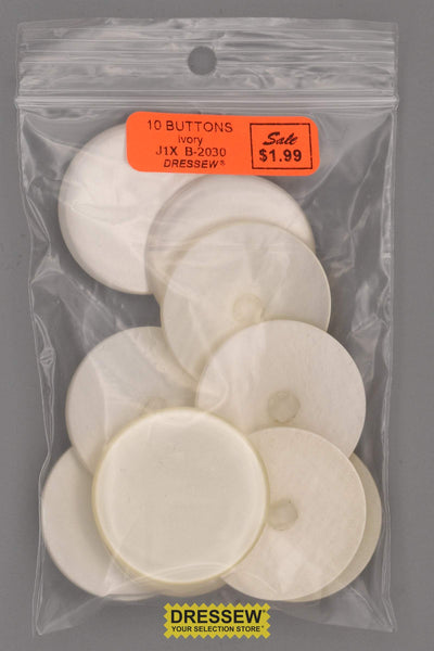 10 Buttons 34mm Ivory
