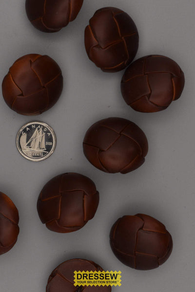 10 Leather Buttons 28mm Brown
