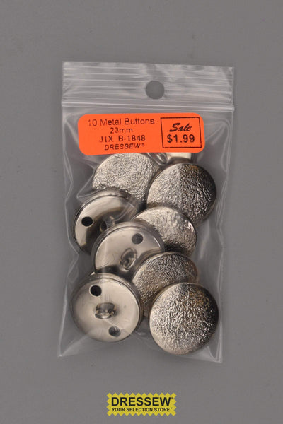 10 Metal Buttons 23mm Chrome