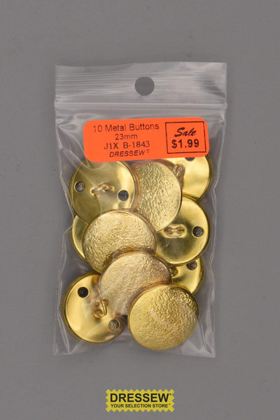10 Metal Buttons 23mm Gold