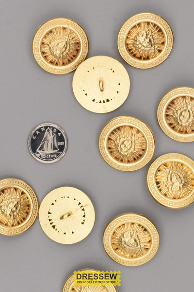 10 Metal Buttons 26mm Gold