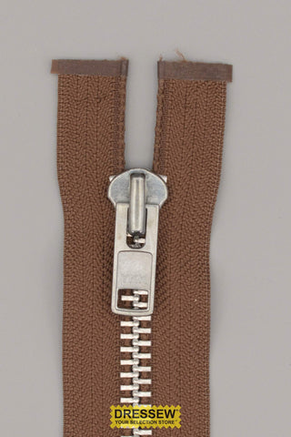 #10 Metal Separating Zipper 30cm (12") Seal Brown