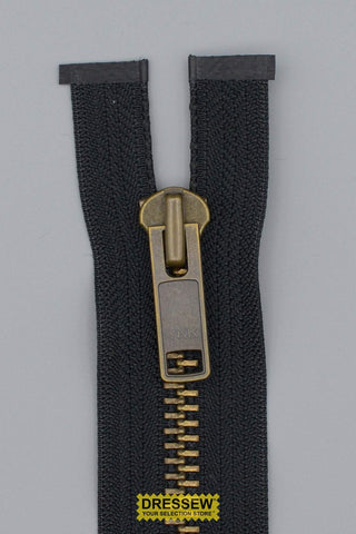 #10 Metal Separating Zipper 60cm (24") Black / Gold