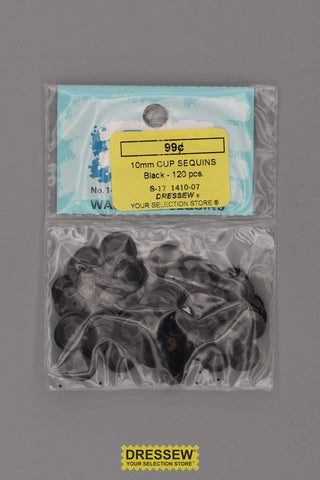 10mm Cup Sequins Black
