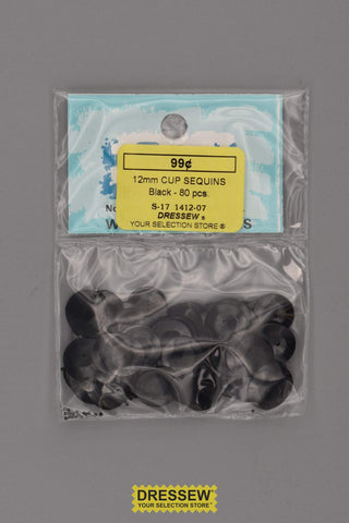 12mm Cup Sequins Black
