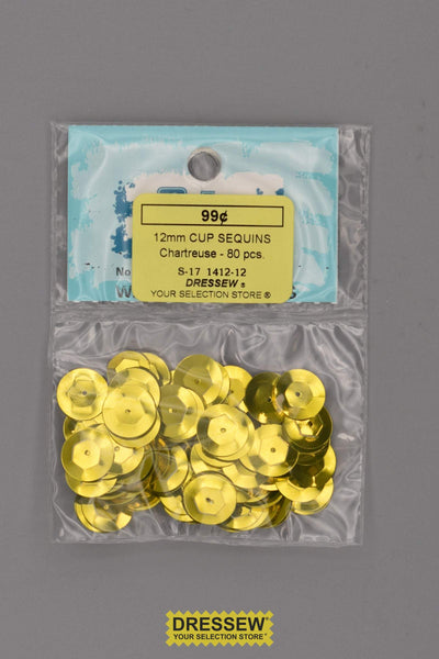 12mm Cup Sequins Chartreuse
