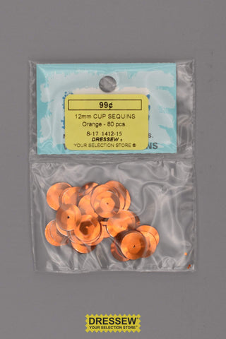 12mm Cup Sequins Orange