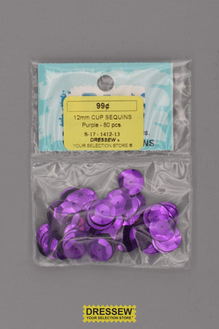 12mm Cup Sequins Purple
