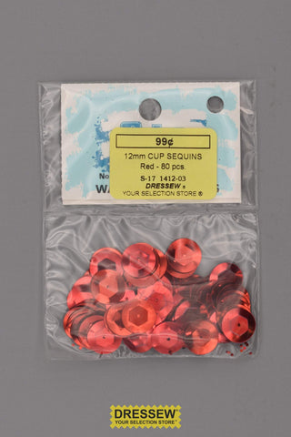12mm Cup Sequins Red