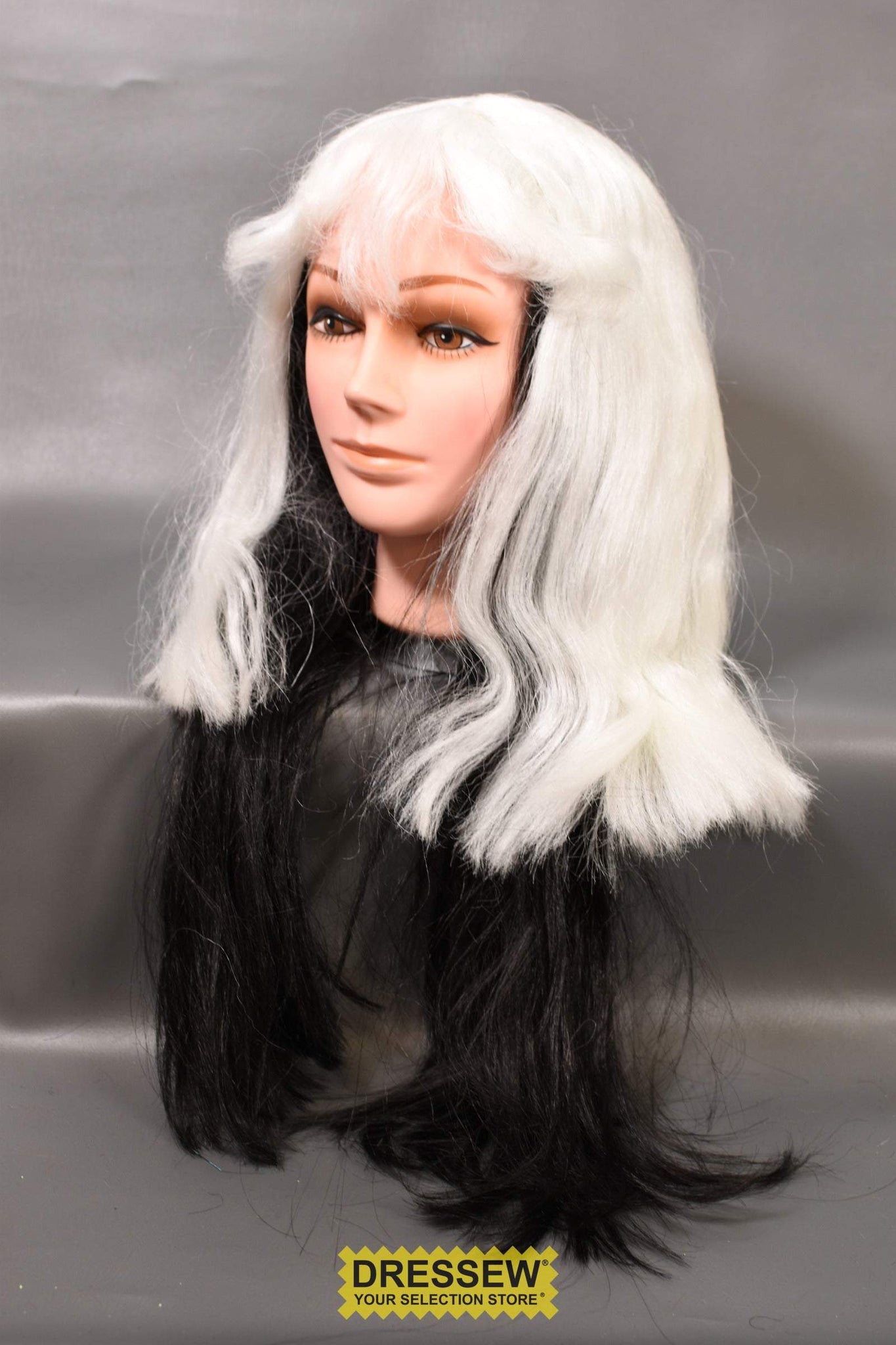 2-Tone Wig 53cm (21") Glow-In-Dark White / Black