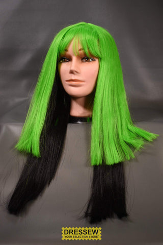 2-Tone Wig 53cm (21") Lime Green / Black