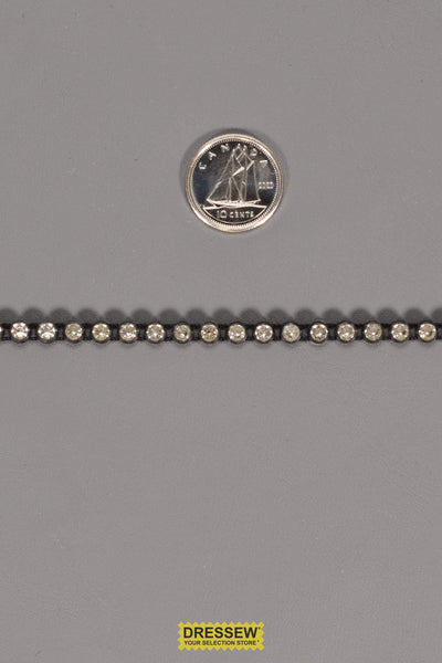 3.3mm Crystal Rhinestones 1 Row with Black Plastic Back