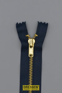 #3 Fine Brass Closed End Zipper 10cm (4") Navy