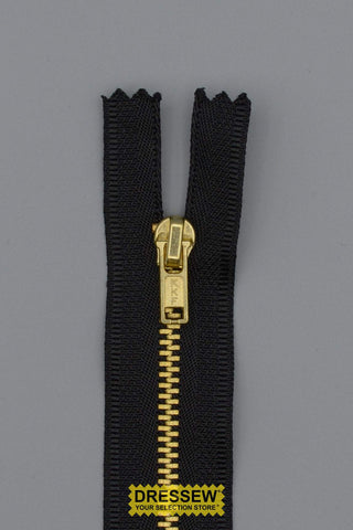 #3 Fine Brass Closed End Zipper 12.5cm (5") Black