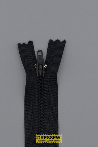 #3 Fine Coil Closed End Zipper 10cm (4") Black