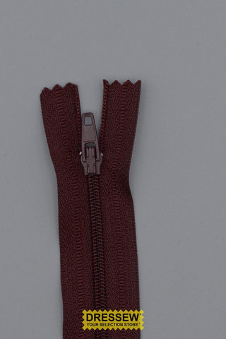 #3 Fine Coil Closed End Zipper 18cm (7") Burgundy