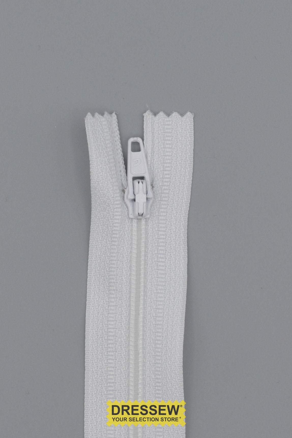 #3 Fine Coil Closed End Zipper 23cm (9") White