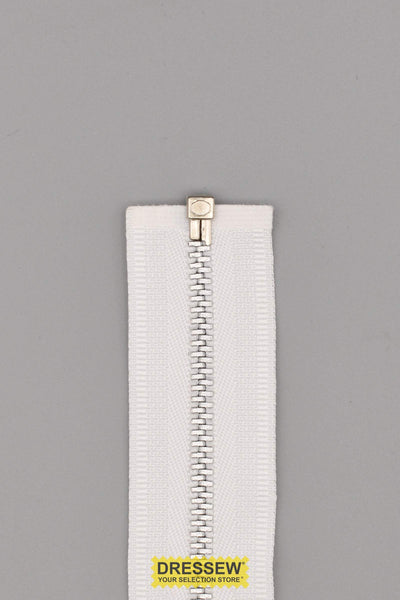 #3 Metal Separating Zipper 15cm (6") White