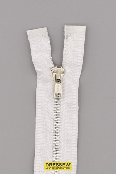 #3 Metal Separating Zipper 15cm (6") White
