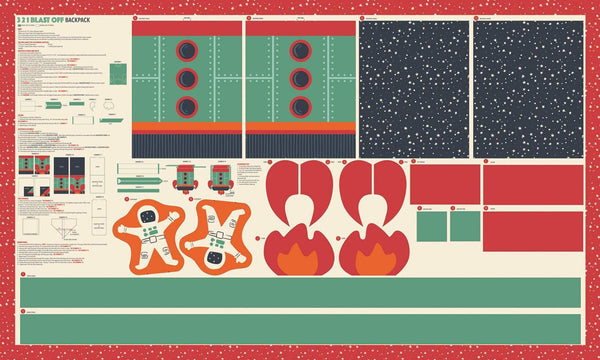 321 Blast Off Backpack Panel By Stacy Iest Hsu For Moda