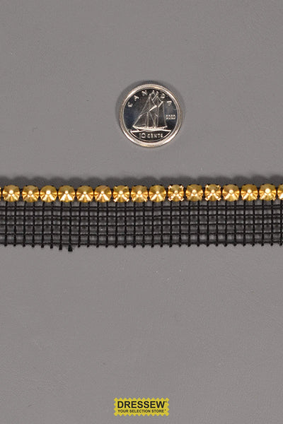 4.4mm Crystal Rhinestones 1 Row with Gold Cone Back with Black Net
