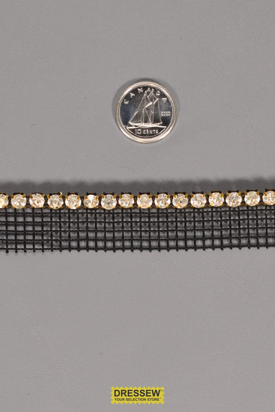 4.4mm Crystal Rhinestones 1 Row with Gold Cone Back with Black Net
