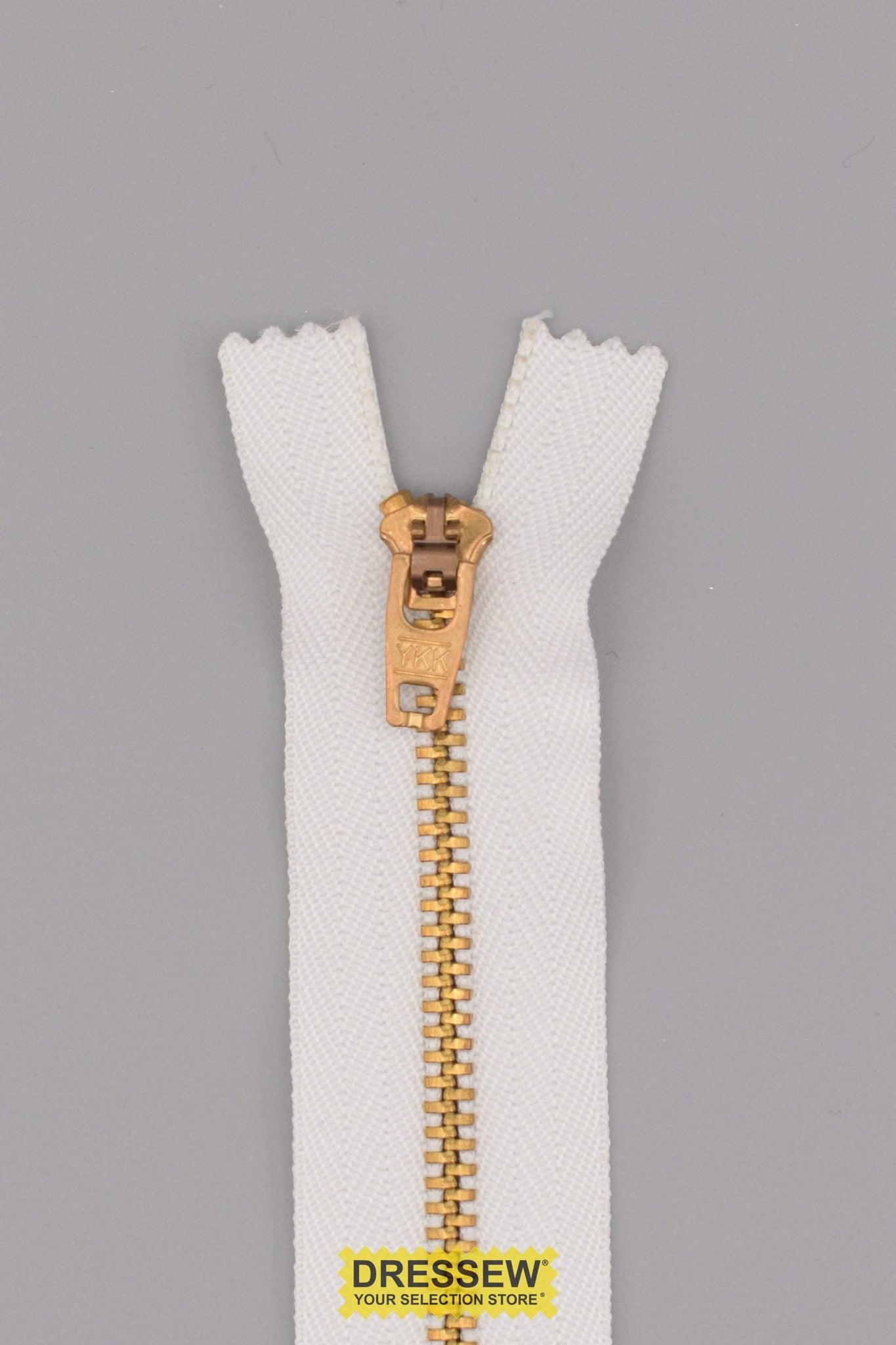 #4.5 Metal Closed End Zipper 20cm (8") White / Gold