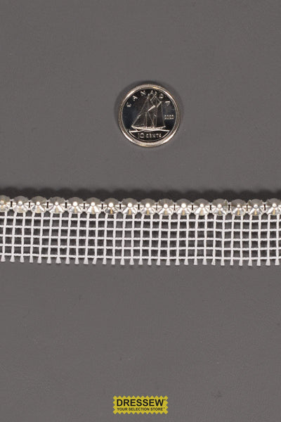 4.8mm Crystal Rhinestones 1 Row with Silver Cone Back with White Net