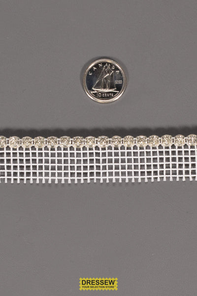 4.8mm Crystal Rhinestones 1 Row with Silver Cone Back with White Net