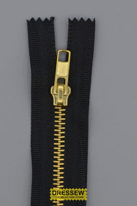 #5 Medium Brass Closed End Zipper 13cm (5") Black