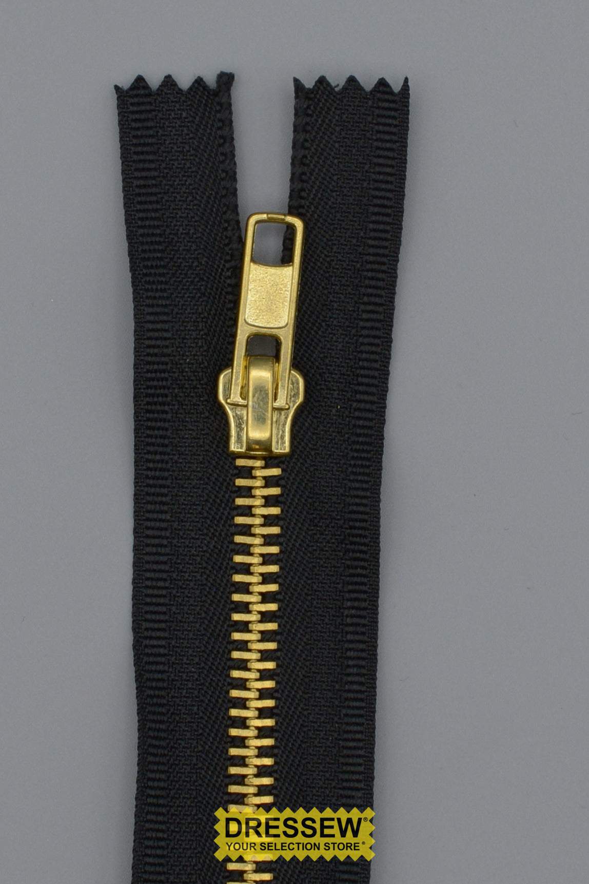 #5 Medium Brass Closed End Zipper 15cm (6") Black