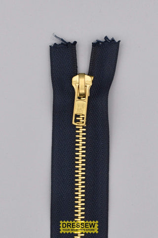 #5 Medium Brass Closed End Zipper 18cm (7") Navy
