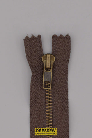 #5 Metal Closed End Zipper 25cm (10") Brown