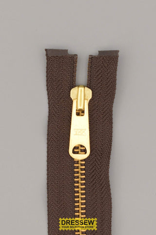 #5 Metal Separating Zipper 25cm (10") Brown