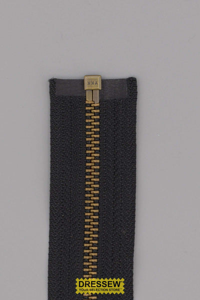 #5 Metal Separating Zipper 40cm (16") Black / Antique Gold
