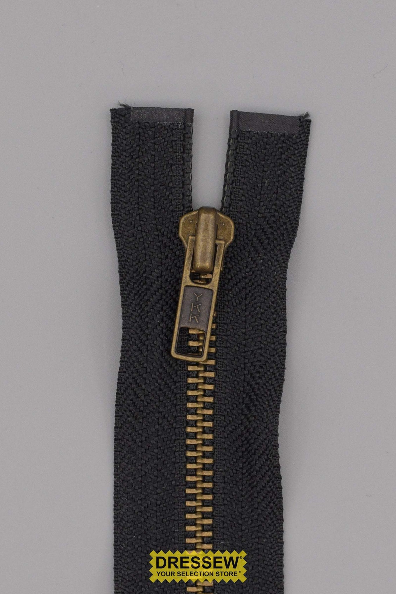 #5 Metal Separating Zipper 40cm (16") Black / Antique Gold