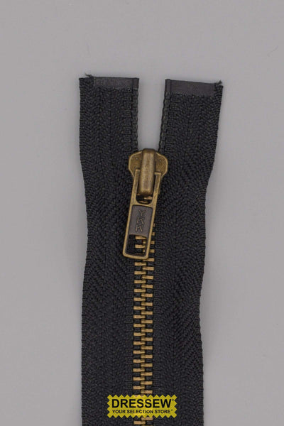 #5 Metal Separating Zipper 40cm (16") Black / Antique Gold