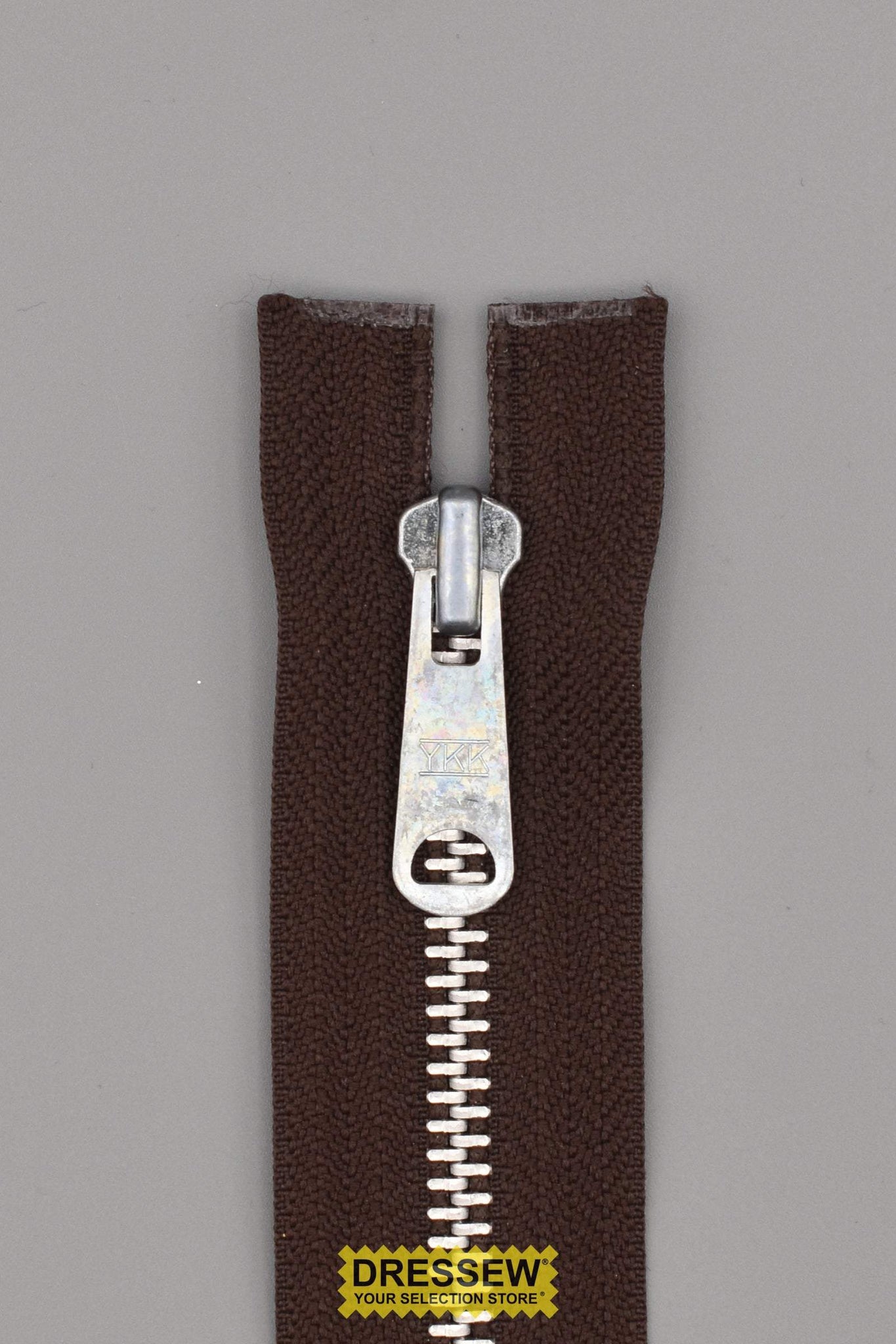 #5 Metal Separating Zipper 40cm (16") Brown