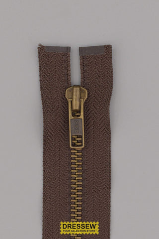 #5 Metal Separating Zipper 40cm (16") Brown
