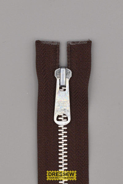 #5 Metal Separating Zipper 40cm (16") Brown