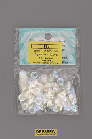 8mm Cup Sequins Crystal Iris
