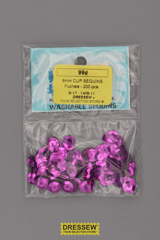8mm Cup Sequins Fuchsia