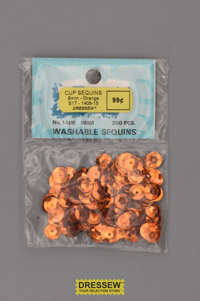 8mm Cup Sequins Orange