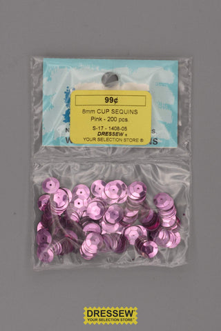 8mm Cup Sequins Pink