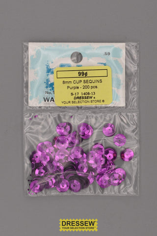 8mm Cup Sequins Purple