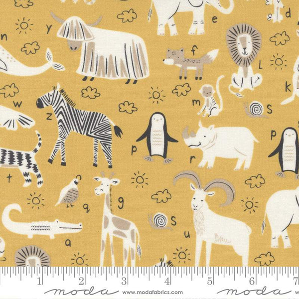 ABC XYZ Alphabet Animals By Stacy Iest Hsu For Moda Yellow